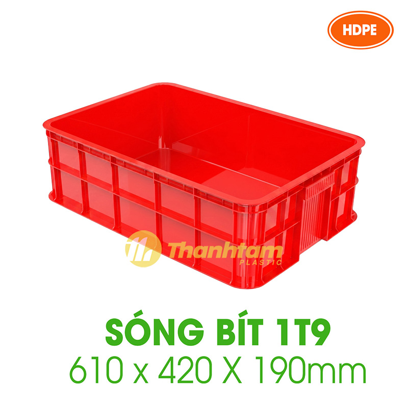 Sóng bít 1T9 - Thùng Nhựa sóng bít 1t9 - thùng nhựa kích thước 610 x 420 x 190mm