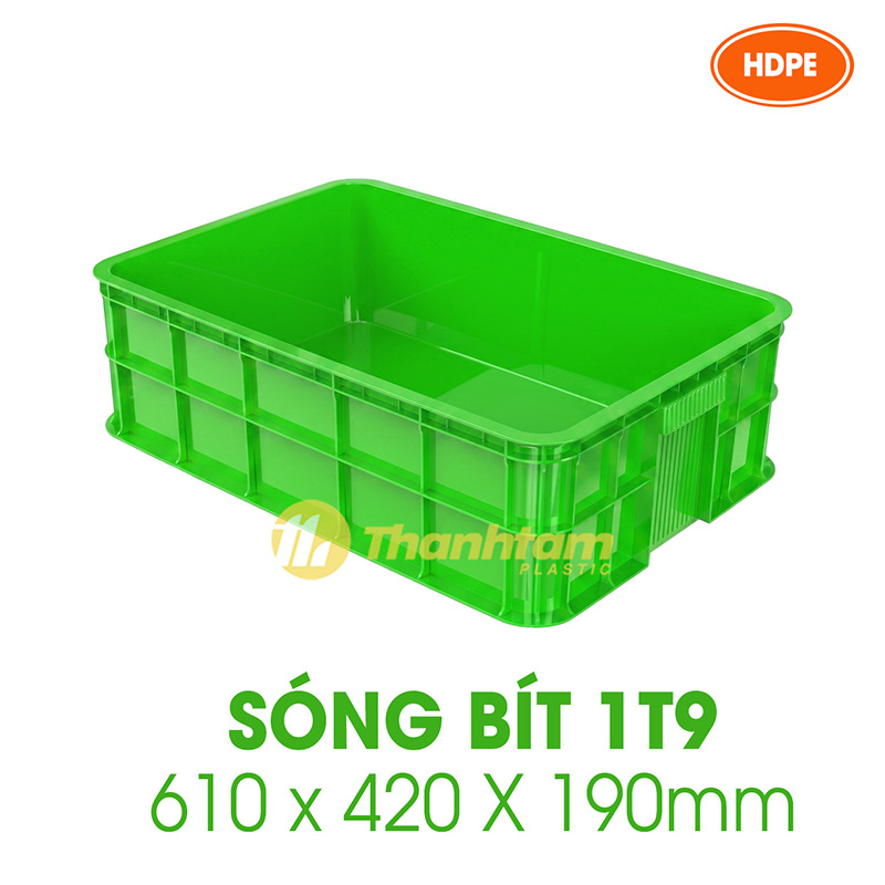 Sóng bít 1T9 - Thùng Nhựa sóng bít 1t9 - thùng nhựa kích thước 610 x 420 x 190mm