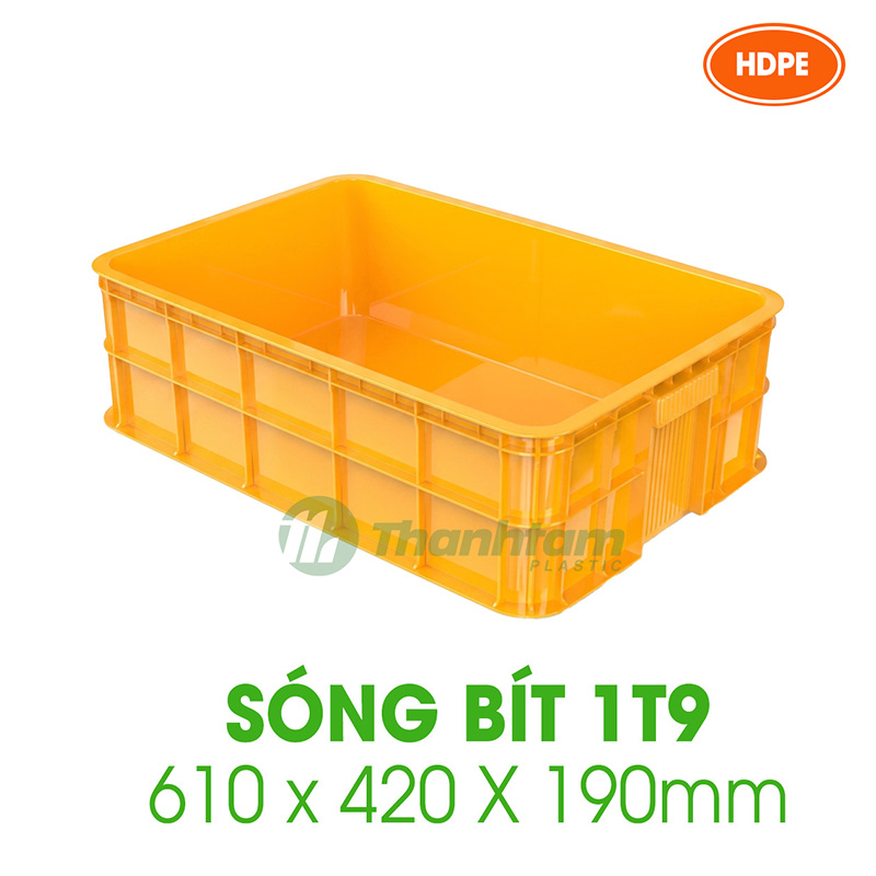 Sóng bít 1T9 - Thùng Nhựa sóng bít 1t9 - thùng nhựa kích thước 610 x 420 x 190mm