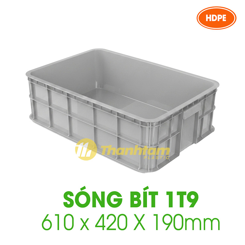 Sóng bít 1T9 - Thùng Nhựa sóng bít 1t9 xám - thùng nhựa xám