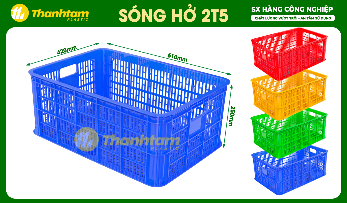Top 10+ Rổ Nhựa Công Nghiệp Chính Hãng, Bền Đẹp Giá Rẻ sóng nhựa hở 2t5 - sọt nhựa 610 x 420 x 215mm