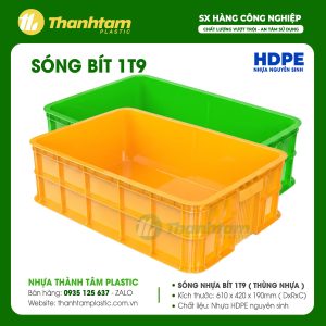 Sóng bít 1T9 - Thùng Nhựa Sóng nhựa bít 1T9 kích thước 610 x 420 x 190mm