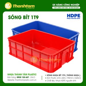 Sóng bít 1T9 - Thùng Nhựa Sóng nhựa bít 1T9 kích thước 610 x 420 x 190mm