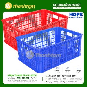 sóng nhựa hở 2t5 - sọt nhựa 610 x 420 x 215mm