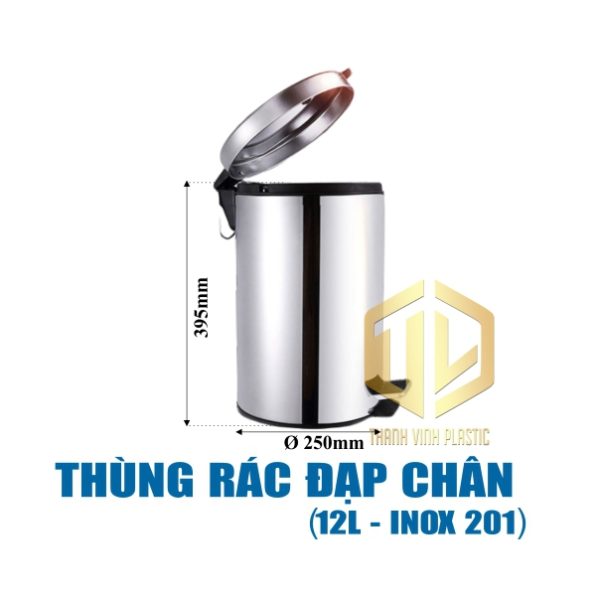 Thùng rác đạp chân 12 lít – inox 201