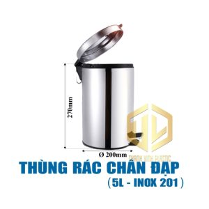 Thùng rác chân đạp 5 lít – Inox 201