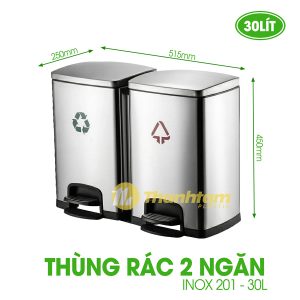 Thùng rác Inox 2 ngăn 30 lít