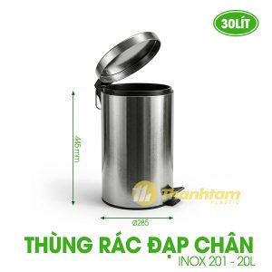 thùng rác inox 20 lít chân đạp