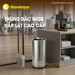 thùng rác inox nắp lật