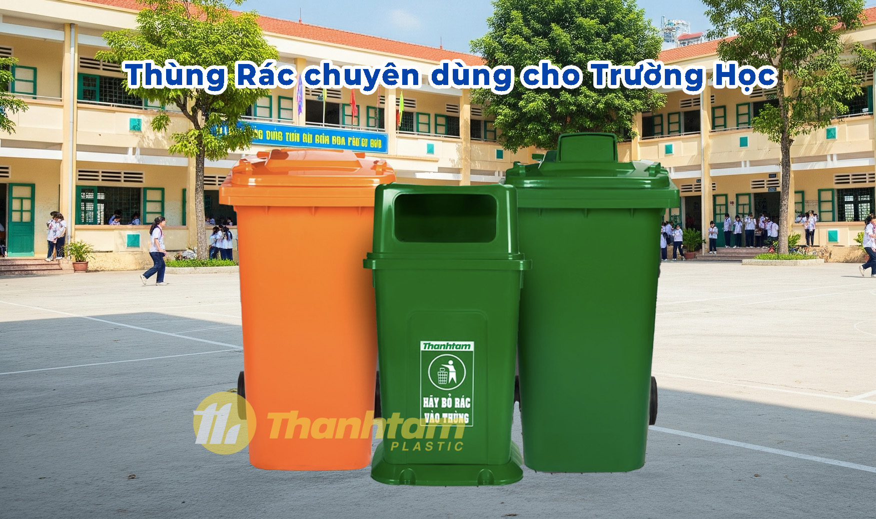 Thùng Rác Nhựa Đồng Nai Giá Rẻ Có Độ Bền Cao Thùng đựng rác có nắp đậy dùng cho trường học