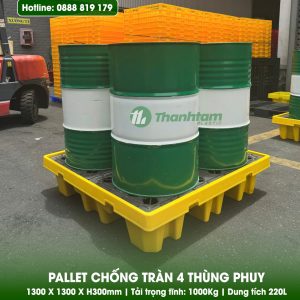 Pallet chống tràn 4 thùng phuy