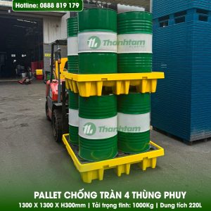 Pallet chống tràn 4 thùng phuy
