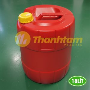 Can nhựa 18L tròn có khía màu đỏ