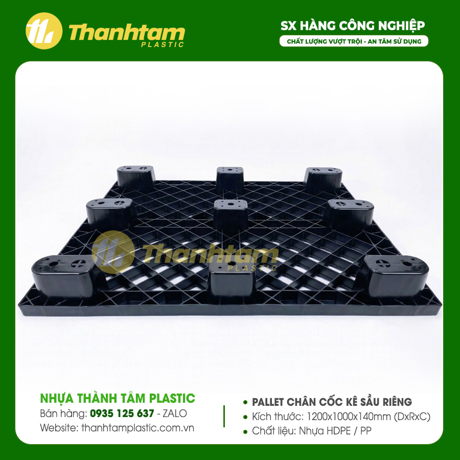 Pallet nhựa sầu riêng chân cốc màu đen