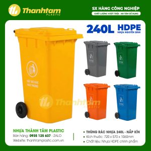 thùng rác nhựa 240 lít nắp kín