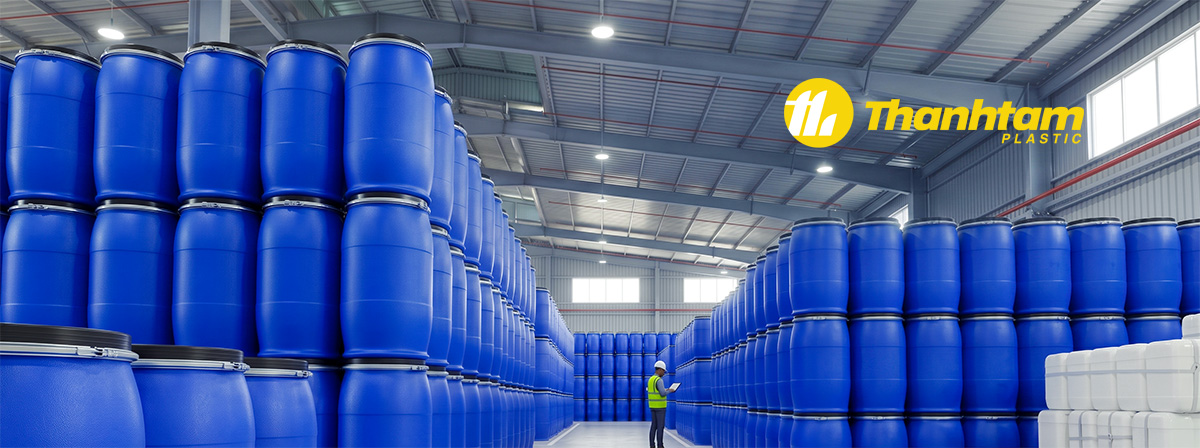 Thùng phuy nhựa (thùng phi xanh) mới cũ tại TP.HCM - Bình Dương