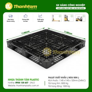 Pallet nhựa đen 1140x1140x120mm Pallet nhựa 1140x1140x120mm dùng kê hàng xuất khẩu