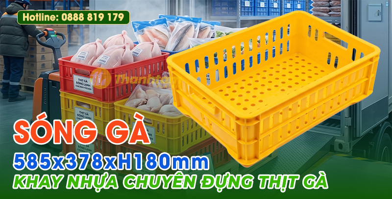 Sóng Gà - Đựng Thịt Cấp Đông Kho Lạnh Sóng Gà 585 x 385 x 180mm