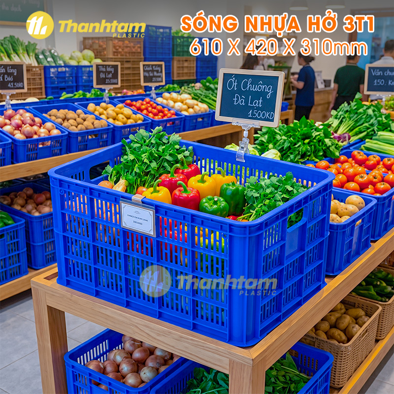 Top 5+ Sọt Nhựa Đựng Trái Cây, Rau Củ Giá Rẻ, Bền Chắc Sóng nhựa 3T1 đựng trái cây, nông sản