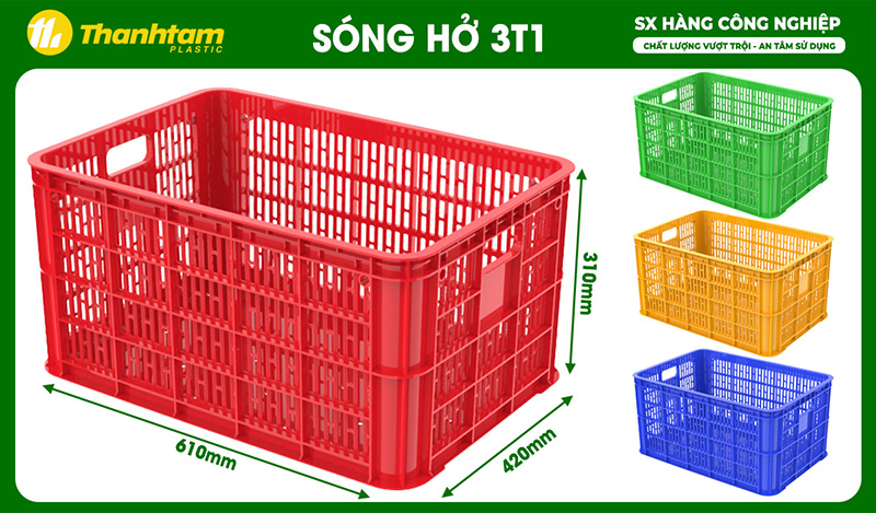 Top 7 mẫu rổ nhựa vuông cao kích thước lớn đựng hàng Sóng nhựa hở 3T1 - Sóng hở 3T1 xanh dương dẻo, bền và giá rẻ