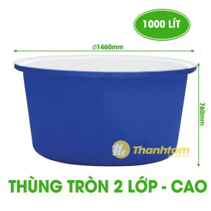 Thùng nhựa tròn 2 lớp 1000L