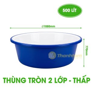 Thùng nhựa tròn 2 lớp 500L