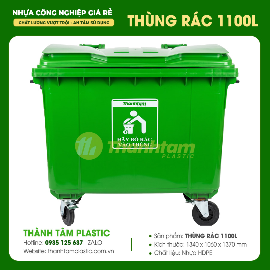 Thùng Rác Nhựa Đồng Nai Giá Rẻ Có Độ Bền Cao Thùng rác 110L nhựa HDPE 4 bánh xe đẩy