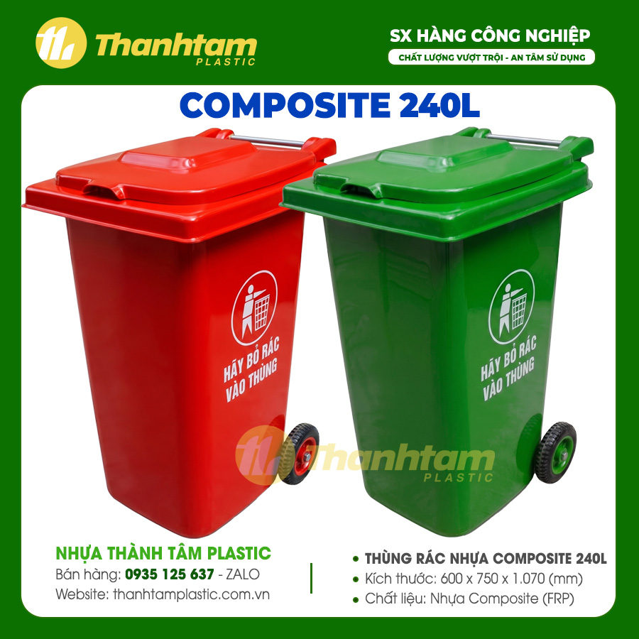 Thùng rác nhựa Composite 240 lít Thùng rác nhựa Composite 240 lít