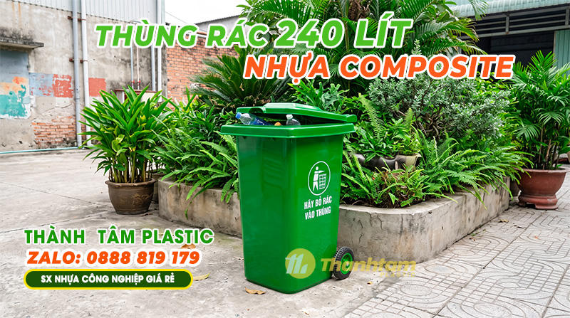 Thùng rác nhựa Composite 240 lít Thùng rác nhựa Composite 240 lít tại khu dân cư