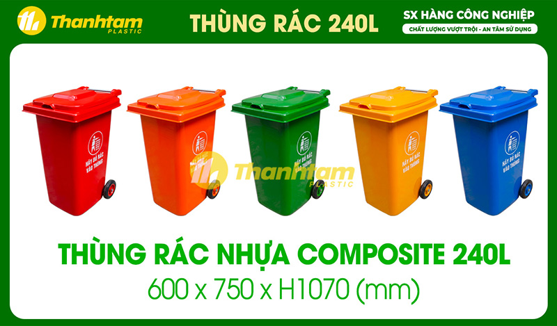 Thùng rác nhựa Composite 240 lít Thùng rác nhựa Composite 240L