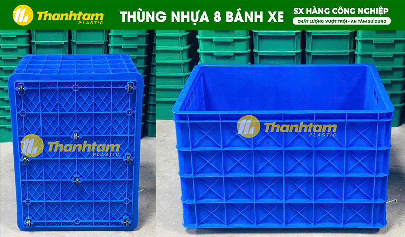 thùng nhựa bít 8 bánh xe