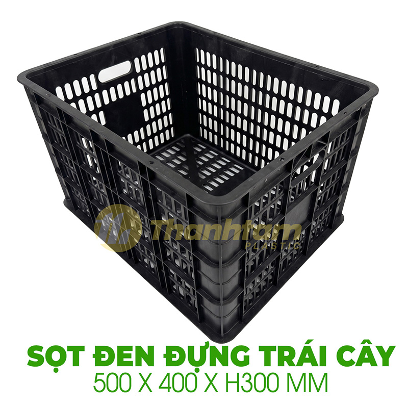 Sọt Nhựa Đen Đựng Trái Cây Xuất Khẩu Sọt Nhựa Đen Đựng Trái Cây KT 50x40x30cm Chất lượng