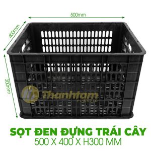 Sọt Nhựa Đen Đựng Trái Cây KT 50x40x30cm Chất lượng