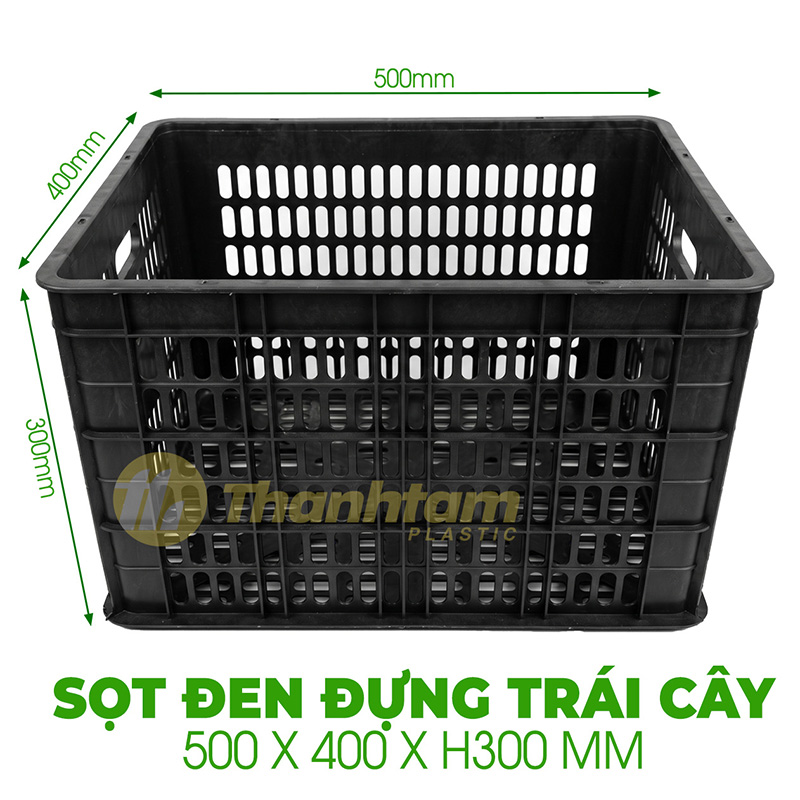 Sọt Nhựa Đen Đựng Trái Cây Xuất Khẩu Sọt Nhựa Đen Đựng Trái Cây KT 50x40x30cm Chất lượng