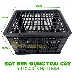 Sọt Nhựa Đen Đựng Trái Cây Xuất Khẩu Sọt Nhựa Đen Đựng Trái Cây KT 50x40x30cm Chất lượng