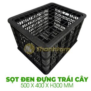 Sọt Nhựa Đen Đựng Trái Cây Xuất Khẩu Sọt Nhựa Đen Đựng Trái Cây KT 50x40x30cm Chất lượng