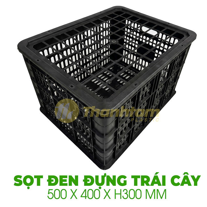 Sọt Nhựa Đen Đựng Trái Cây Xuất Khẩu Sọt Nhựa Đen Đựng Trái Cây KT 50x40x30cm Chất lượng